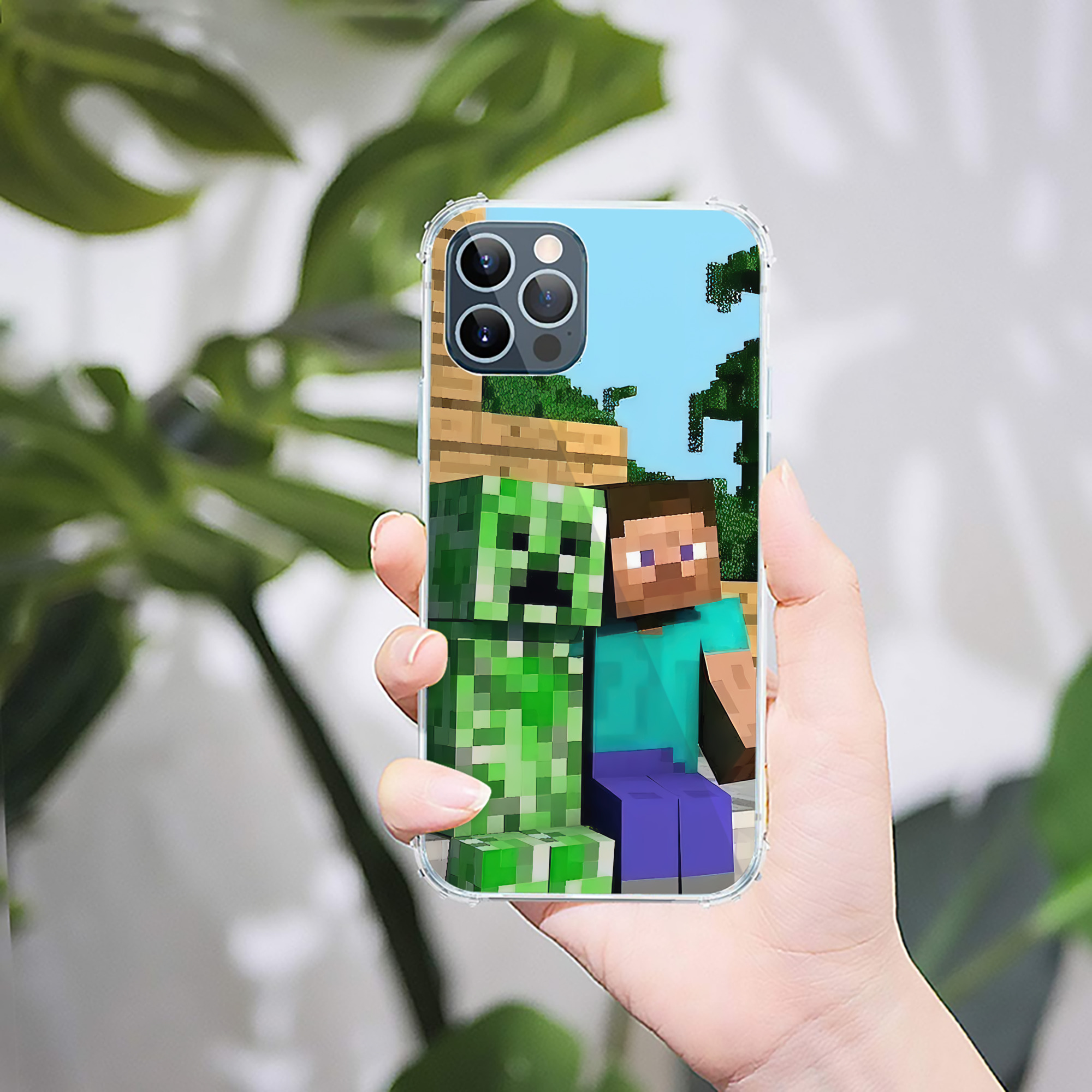 （画像用） マインクラフト ブロックの世界 Minecraft MC Block world 【iPhone 12シリーズ対応】透明スマホケース（クリアソフトケース）